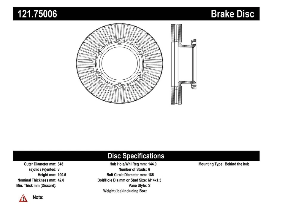 Centric Parts 121.75006 Disc Brake Rotor For 12-20 Hino 195 195DC 195h 195h DC - Image 3 of 4
