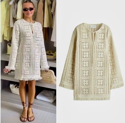 HM H&M EDITION Crochet-Look Tunic DRESS Cream w/ Fringe | eBay