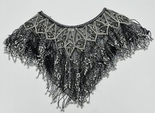 Beaded Collar Shawl Vintage Large Black Silver Stunning E10