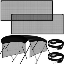 Datanly 2 Pack Boat Sun Shade Mesh Sidewalls for 4 Bow Bimini 4 Bow, black