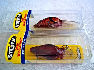 LOT OF 4-STORM DEEP WIGGLE WART 7/16OZ DV164 PHANTOM PNT BTTR JELLY CRAW J2194