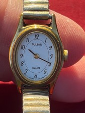 Vintage Pulsar Quartz Watch V400-5330 16mm Women's Gold Tone, New Battery WORKS