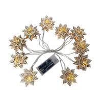 Lichterkette Mit 10 Led Schneeflocken Weihnachtsbeleuchtung Batteriebetrieben Ht