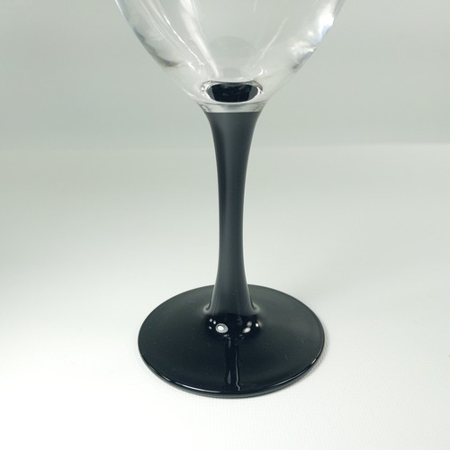 Luminarc Arcoroc France Black short Stem Wine Glass Goblet 7 1/4" - Picture 3 of 6