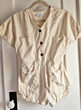ZARA girl Sz 11-12 safari big pockt ivory romper short sleeves NWOT