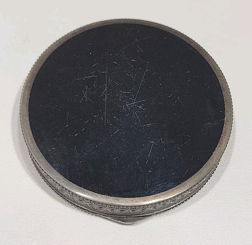 935 Sterling Silver Black Enamel Powder Box Austria - Picture 12 of 12