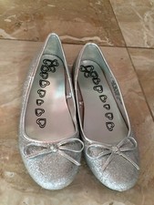 The Children's Place Silver Glitter Ballet Flats Big Girls Youth Size 2 Worn 1X