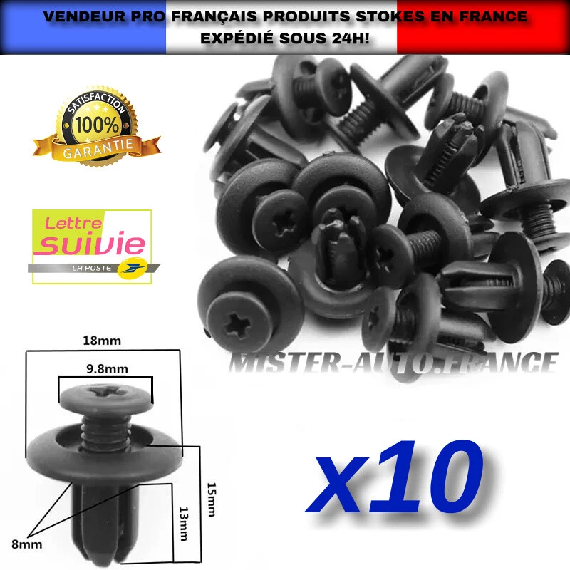 x10 Clips Fixation Universel Voiture Agrafe Pare-choc Pare-Boue Garniture 8mm ++ - Photo 1/4