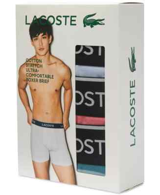 LACOSTE Underwear Mens Casual Stretch Boxer Brief 3 Pack Ultra Comfortable Boxer