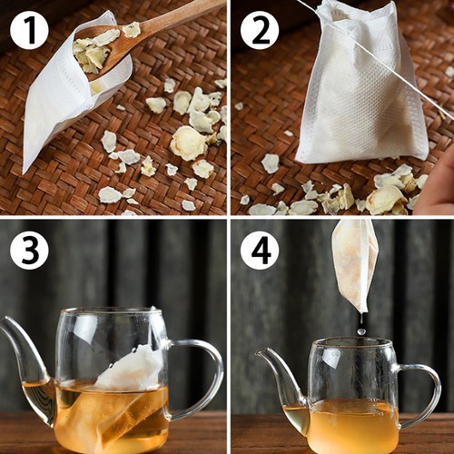 100/500 Stück Teebeutel Leeres Teefilterbeutel Einweg-Infuser mit Kordelzug. - Bild 6 von 10