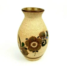 Tonala Mexican Pottery Vase Floral Small 5.5 inch Signed Vintage