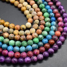 Crazy Lace Agate Round Beads, 4mm 6mm 8mm 10mm, 15" Strand, for Jewellery Making