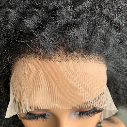 18" Blend Human Hair Afro Kinky Culry Wigs for Black Women 13x4 Lace Front Wigs - Picture 6 of 11