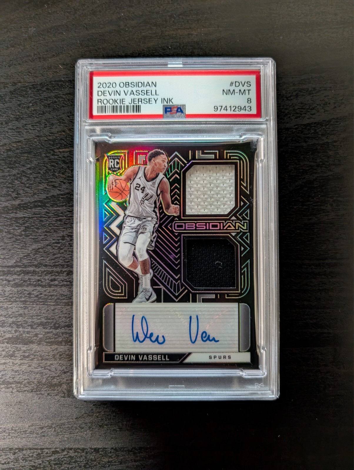 Devin Vassell Obsidian 2020 Rookie Jersey Ink Auto Patch  #RJI-DVS  /99 PSA 8