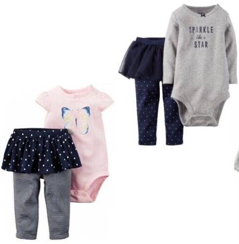   Ensemble de 2 combinaisons et pantalons tutu bébé fille Carter's neuf avec étiquettes nouveau-né ou 3 mois - Photo 1/7