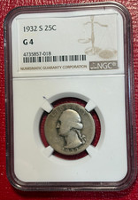 NGC G 4 1932 S WASHINGTON SILVER QUARTER-OLD US COIN-APR311