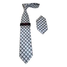 Mens Steven Land Density 100 Satin Silk Crystal Tie/Hankie Set CR29-02 White