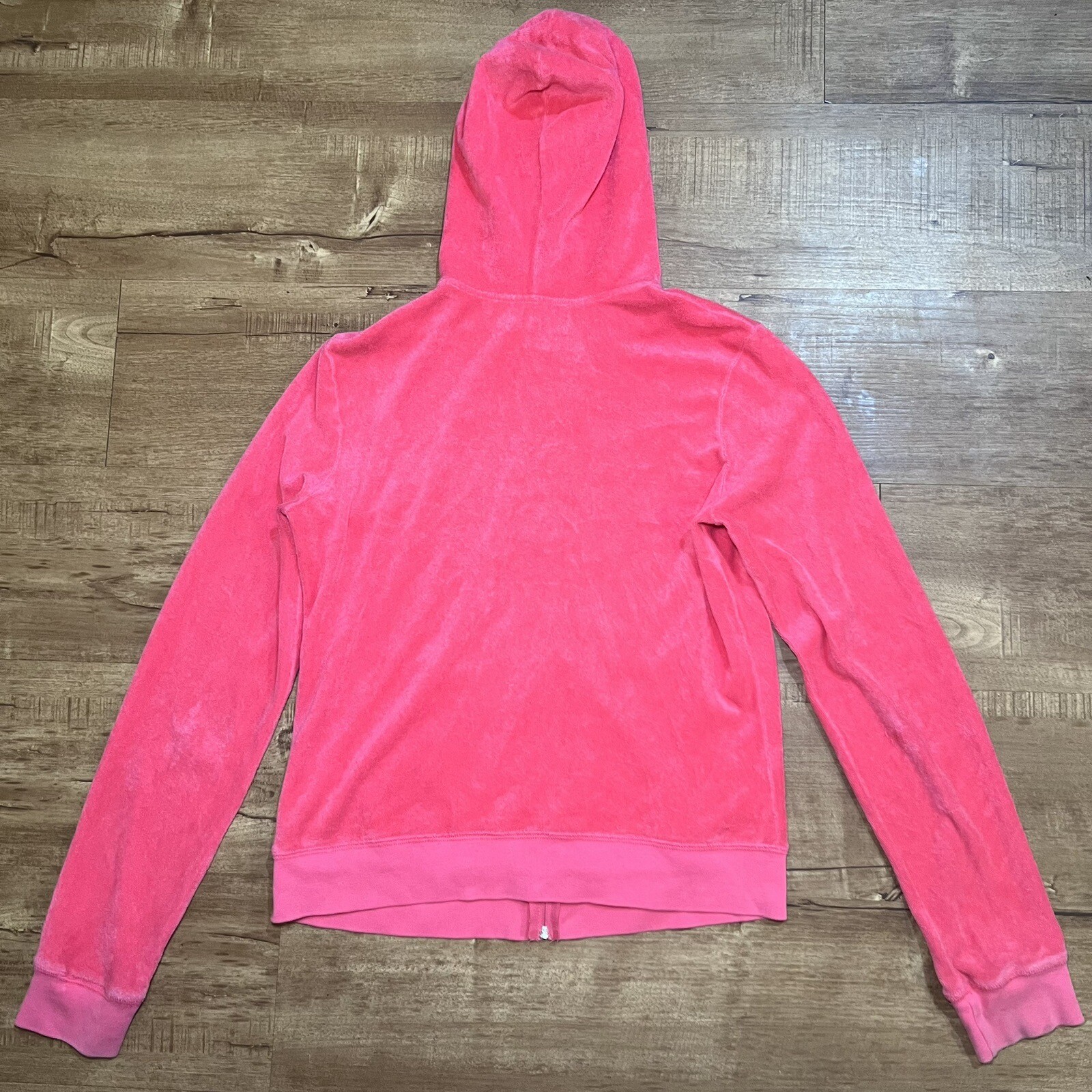 Vtg Juicy Couture UNIQUE Hot Pink Velour Track Suit Jacket Top Hoodie