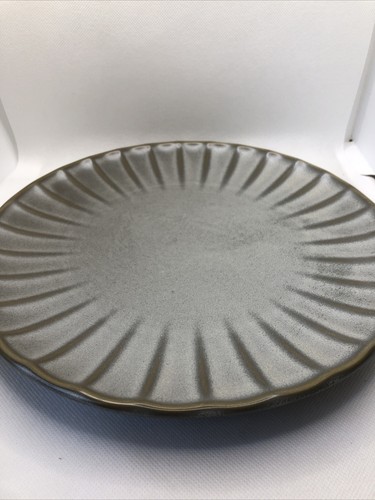 Genware Terra Porcelain Matt Grey Scalloped Coupe Plate 26 cm Set of 6 New - Picture 3 of 8