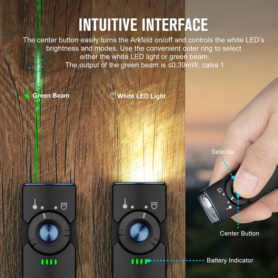 Linterna Olight Arkfeld EDC 1000 lúmenes con luz verde - negra - Imagen 4 de 4