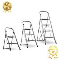 2 3 4 Step Ladder Folding Portable Compact Heavy Duty Steel Anti-Slip Mat Stool