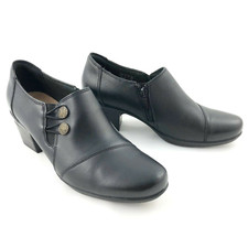 Clarks Collection Sz 8 M Leather Shooties Emslie Warren Black Ankle Booties Zip