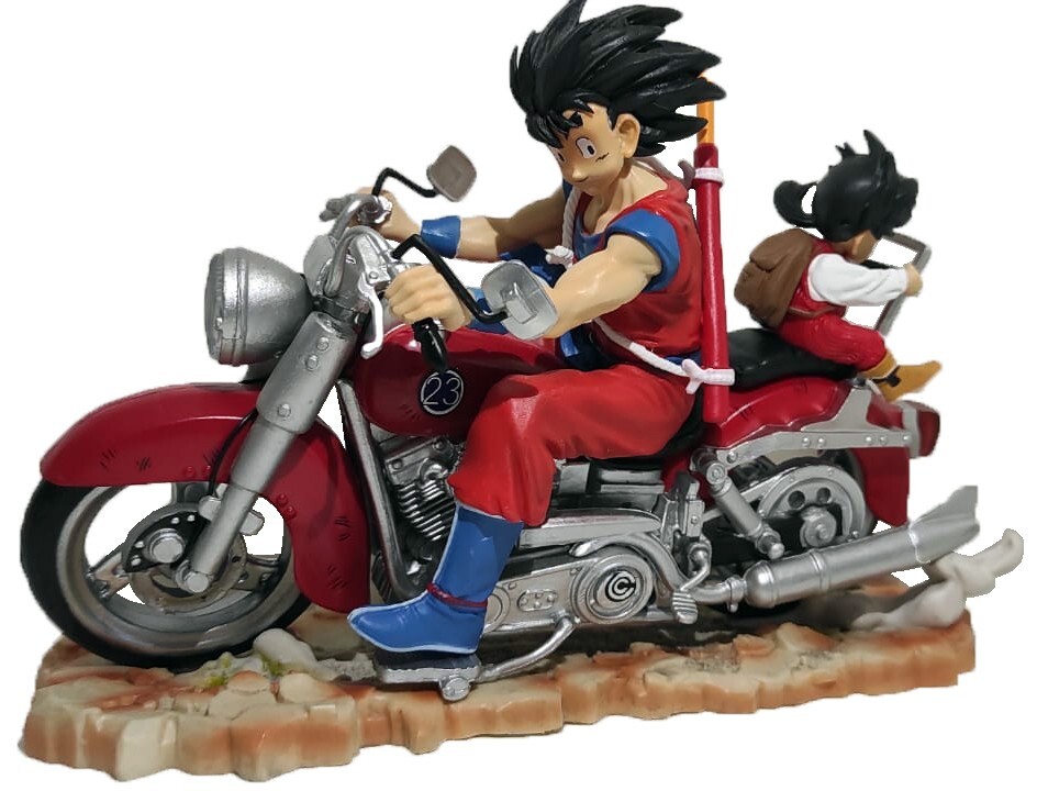 Figura de Goku y Son Gohan en Moto Custom - 21 cm - Anime Acción Dragon Ball