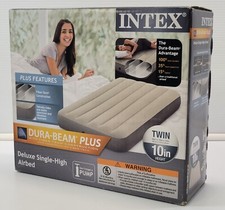 R Intex Dura-Beam Plus Deluxe Twin Single High Airbed Air Mattress Bed