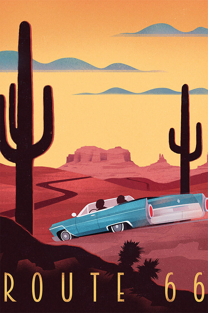 Route 66 Way Art Visit Vintage Wall Art Home Decor - POSTER 20x30
