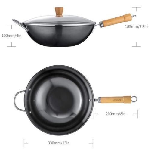 HITECLIFE Wok Pan,Chemical free, 100 Carbon Steel Frying Pan