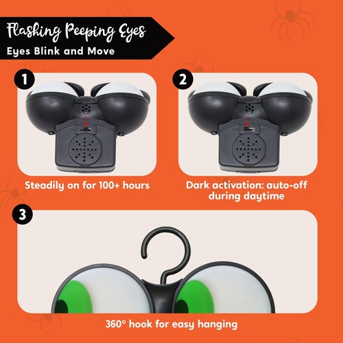 Syncfun Halloween Animated Flashing Peeping Eyes Lights (3 Pack);Dark-Activated - 第 5/6 張圖片