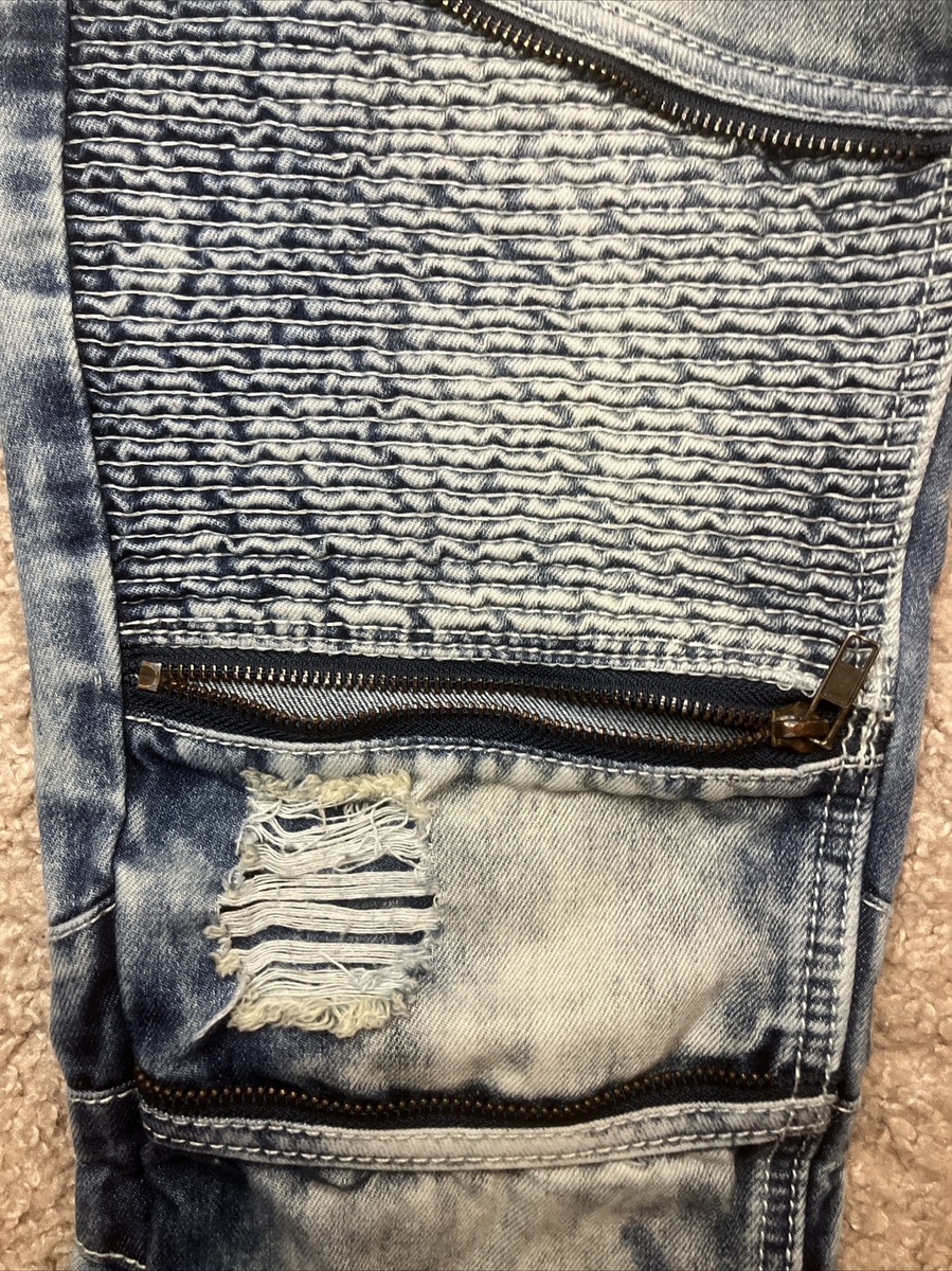 SMORK RIZEスキニーデニム32 SMOKE RISE Biker Jeans Mens 32 x 32 Hand Crafted Finished