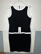 Calvin Klein Women's Sleeveless Sheath Dress White Accents & Split Waist Size 12