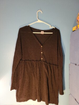 Time And Tru Maternity Womens Black Long Sleeve Blouse Size L