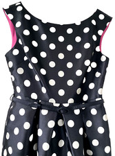 ELIZA J Black & White Polka Dot Dress Sz 8 Sleeveless