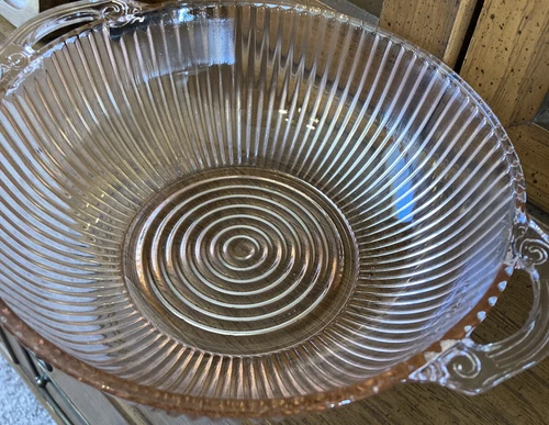 Pink Depression Glass Bowl With Handles