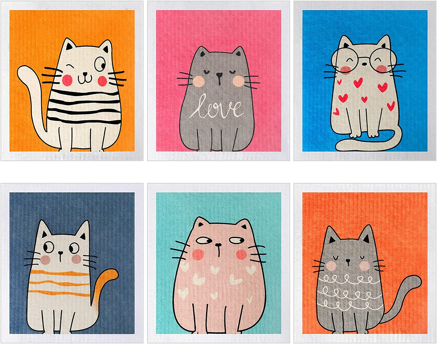 Patelai 6 Pieces Swedish Kitchen Dish Towels Kitchen Cloths Reusable Sponge