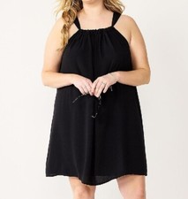 Nine West Women's Plus Size 4x Black Dress Holiday Party Sleeveless Trapeze Mini