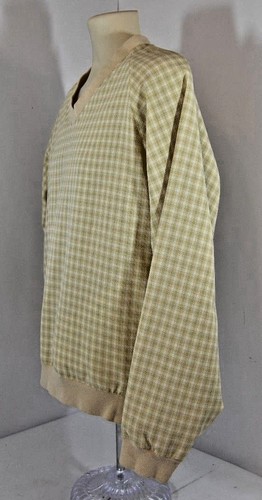 EP Pro Golf Plaid Cream Beige Crew Neck Pullover Sports Warm Mens S EUC - Imagen 3 de 7