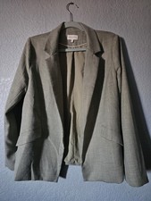 SKIES ARE BLUE Jacket Womens L Blazer Gold Inside Collared Open Front Multicolor