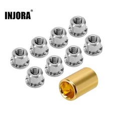 INJSCX30-12-8 AXIAL SCX30 2MM STAINLESS STEEL WHEEL NUTS (8)