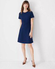 NEW ANN TAYLOR $159 PURE SAPPHIRE FLUID CREPE FLARE DRESS SZ 14