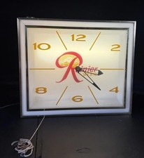 Very Rare Vintage Rainier Beer Lighted Clock Sign Advertising WORKS