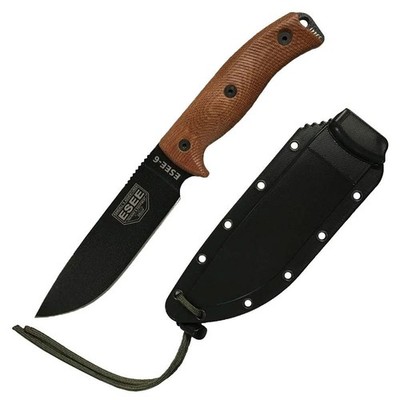 ESEE 6PB-011 ESEE 6 3D, Black Blade, Natural Canvas 3D Handle, Black Sheath