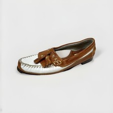 Vintage Circle S Brand Womens Sz 7.5 Loafer White Rodeo Western Slip On Shoes