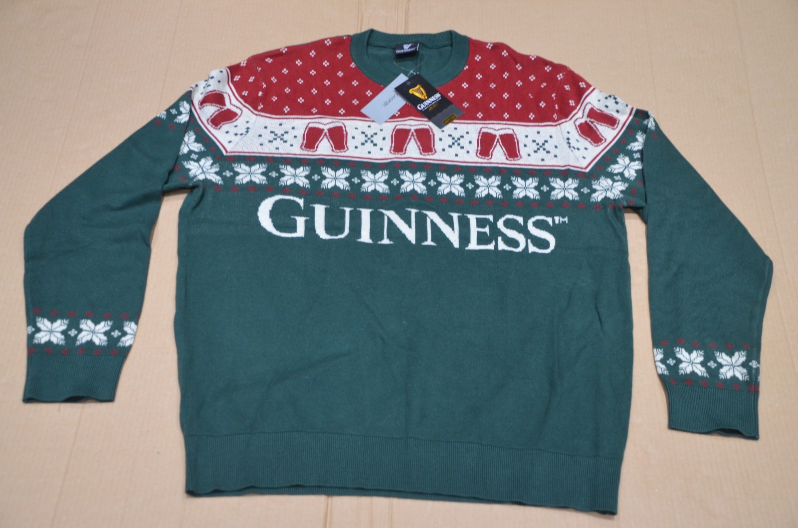 Guinness Fairisle Christmas Jumper 100% Cotton XL X-Large Chest 114-119cm 45-47""
