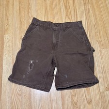 Vintage Carhartt B24CHT Carpenter Shorts Mens 30 Brown Distressed Made in USA