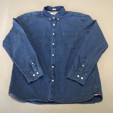 Tommy Hilfiger Button Down Men s XL Blue Check Long Sleeve Business Casual Slim