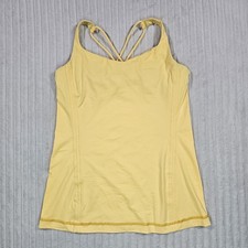 Lululemon Free To Be Wild Tank Top Women's 8 Yellow Built in Bra Strappy