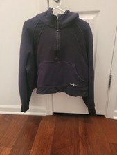 Lululemon Women's Oversized Black Scuba Cropped Half Zip Hoodie XL/XXL